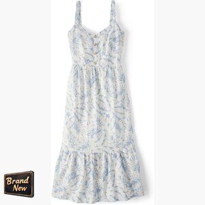 Matching Family Tiered Dress, Linen Rayon Blend, Elastic Waist, Midi Length